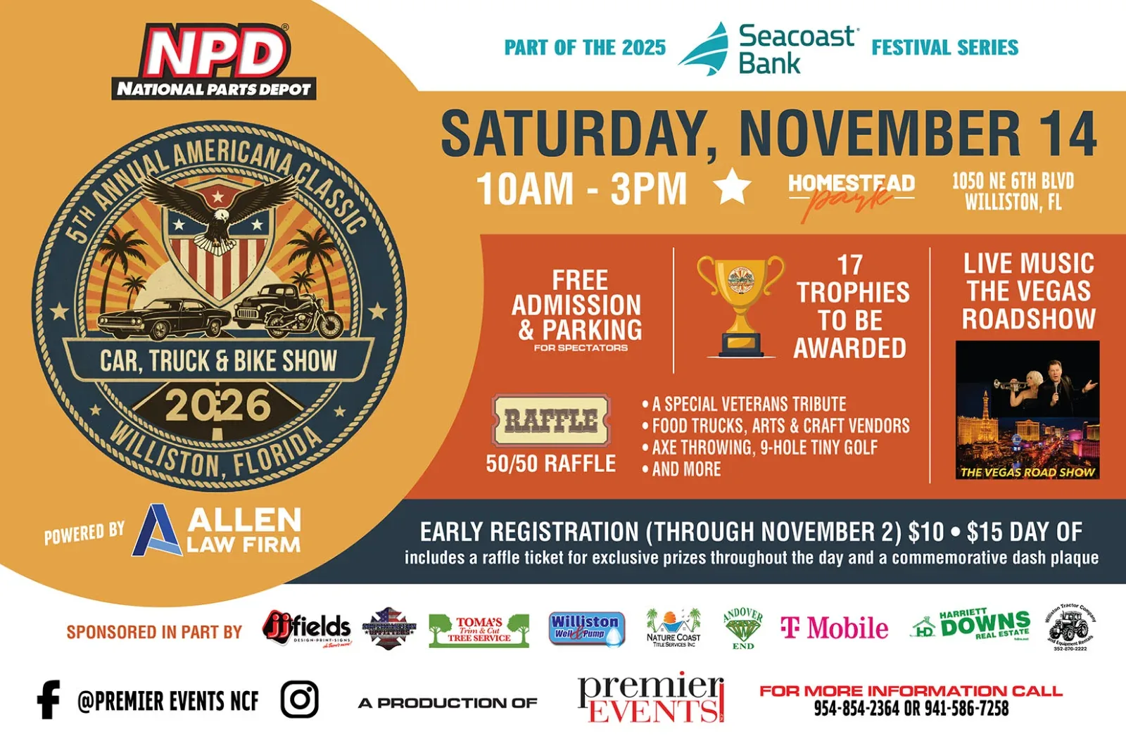 A flyer for the 5th Annual Americana Classic Car, Truck & Bike Show on Saturday, November 14, 10 AM - 3 PM.