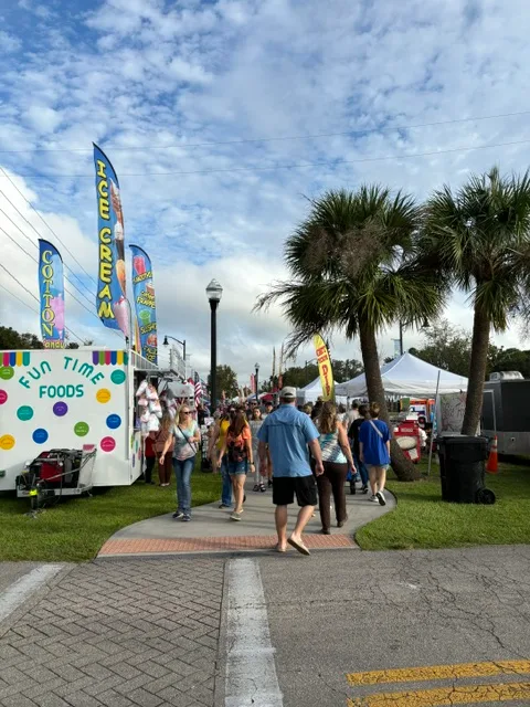 Crowds and food vendors at the Central Florida Peanut Festival in Williston